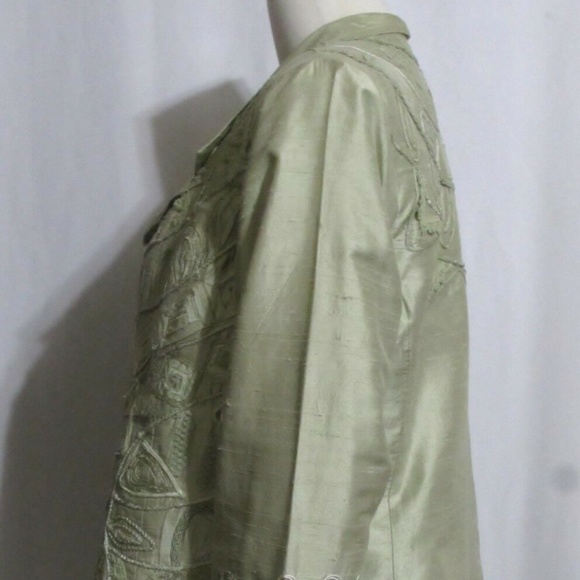 COLDWATER CREEK GREEN SILK JACKET & TOP MEDIUM - Picture 5 of 7